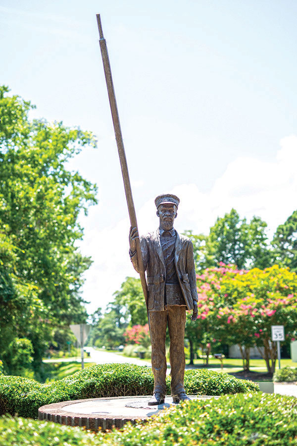 Statue honoring Richard Etheridge, civil war veteran and leader of the Pea Island Lifesaving Station.