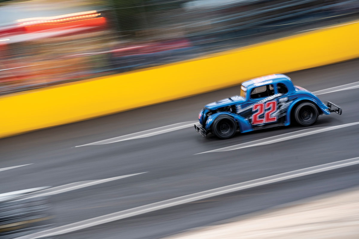 Legend cars, 5/8-scale replicas of 1930s and 1940s-era automobiles, are one of five divisions that race at Wake County Speedway.