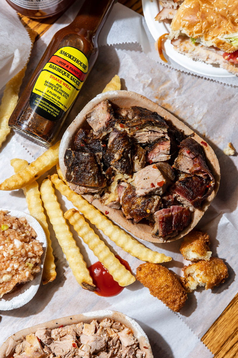 Coarse chopped “with brown” is a Lexington Barbecue delicacy.